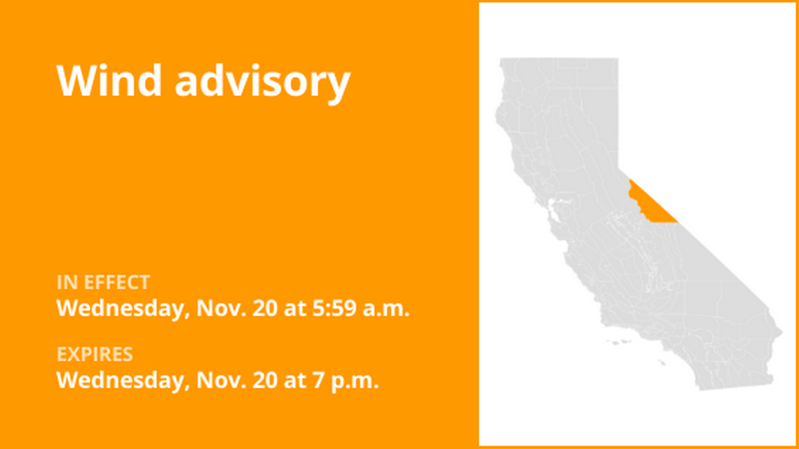 Wind advisory issued for Eastern California until Wednesday evening, says the NWS