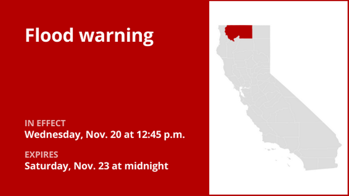 Northern California under a flood warning until early Saturday, says the NWS